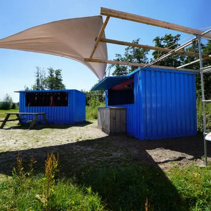Contenedor de bar desmontable XL de 4×2 m, azul RAL 5015