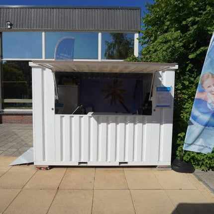 Contenedor de bar desmontable XL de 3×2 m, blanco RAL 9016