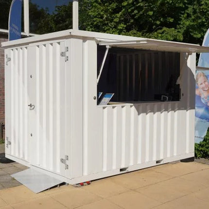 Contenedor de bar desmontable XL de 3×2 m, blanco RAL 9016