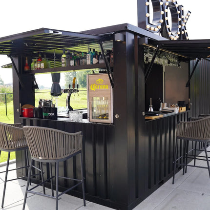Contenedor de bar desmontable XL de 6×2 m, rosa RAL 3015