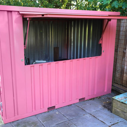 Contenedor de bar desmontable XL de 3×2 m, rosa RAL 3015