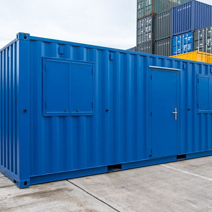 Oficina en contenedor de 20 pies con 2 ventanas.