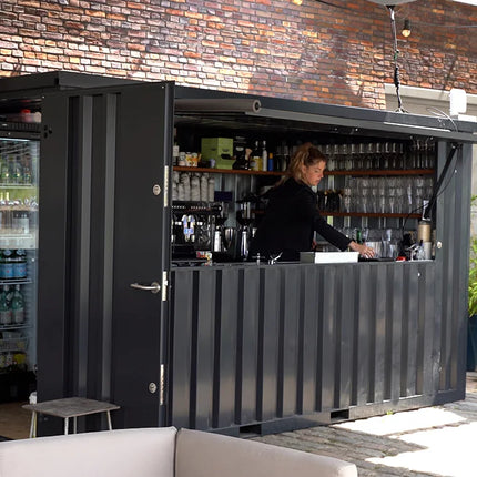 Contenedor de bar desmontable XL de 4×3 m, blanco RAL 9016