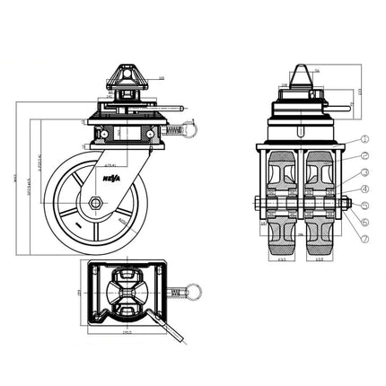 Ruedas giratorias para contenedores, Ø 252 mm – juego de 4