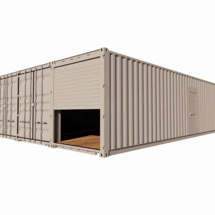 Espacio de almacenamiento de 85 m² construido con contenedores.