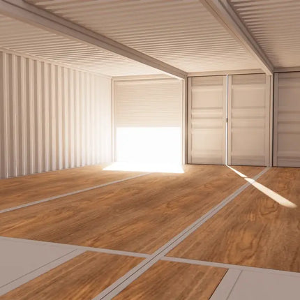 Espacio de almacenamiento de 85 m² construido con contenedores.