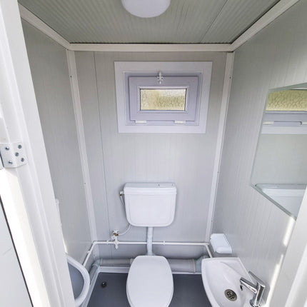Contenedor sanitario SCD RAL 9002 Gris Blanco | 2335 mm de alto x 2400 mm de ancho x 1200 mm de profundidad | 2 puertas | 2 inodoros