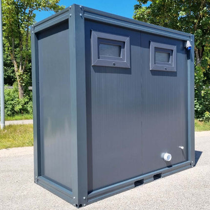 Contenedor sanitario SCD RAL 7016 gris antracita | 2335 mm de alto x 2400 mm de ancho x 1200 mm de profundidad | 2 puertas | 2 inodoros