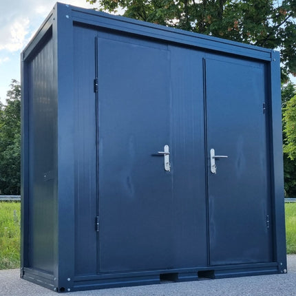 Cisterna sanitaria SCDD RAL 7016 gris antracita | 2350 x 2400 x 1250 mm | 2 puertas | con ducha