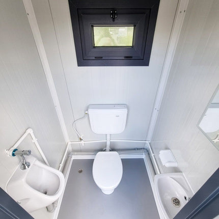 Cisterna sanitaria SCDD RAL 7016 gris antracita | 2350 x 2400 x 1250 mm | 2 puertas | con ducha