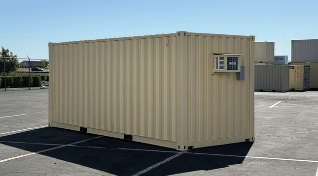 Contenedor de 20 pies (renovado), combinado como oficina y almacén.