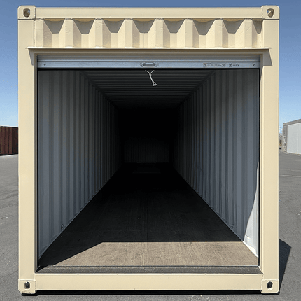 Contenedor de almacenamiento de 30 pies (reacondicionado) con puerta enrollable.