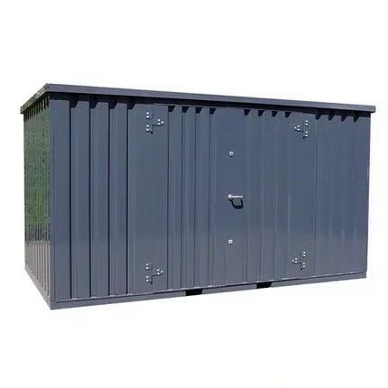 Contenedor de almacenamiento de 4 x 2 m, doble puerta, lateral largo, color antracita RAL 7016.