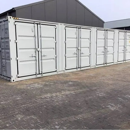 Contenedor de 40 pies de altura con apertura lateral y 4 puertas laterales.
