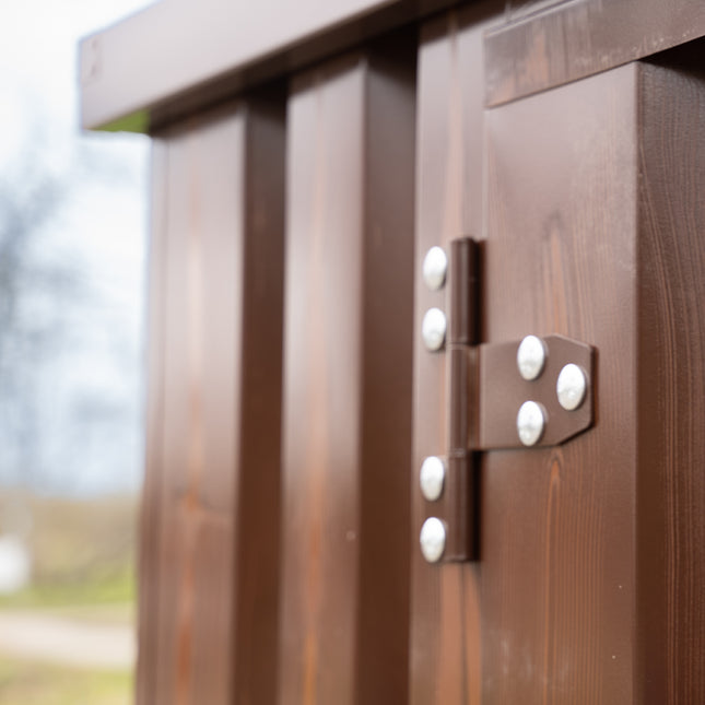 Contenedor con acabado efecto madera, 3 x 2 m – con doble puerta, lado largo