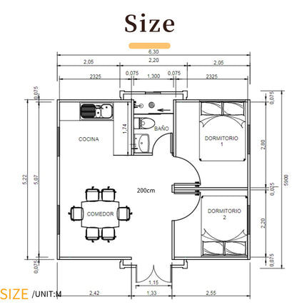 Pequeña casa de 37 m² con amplia terraza cubierta, garantía de 5 años.