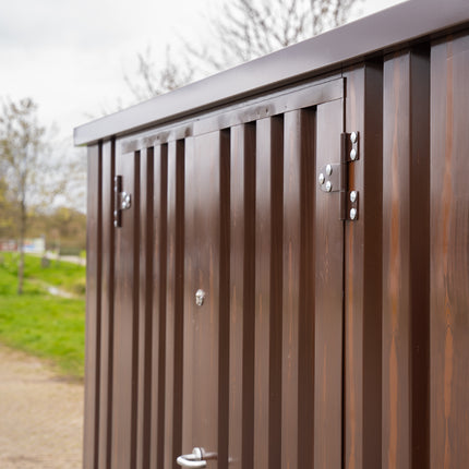 Contenedor con acabado efecto madera, 3 x 2 m – con doble puerta, lado largo