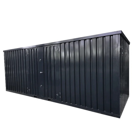 Contenedor desmontable, negro, 6 x 2 m – con doble puerta en el lado de 6 metros
