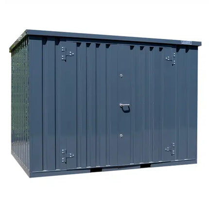 Contenedor de almacenamiento de 3 x 2 m, doble puerta, lateral largo, color antracita RAL 7016.