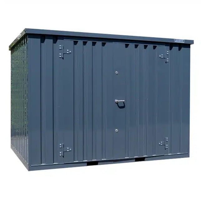 Contenedor de almacenamiento de 3 x 2 m, doble puerta, lateral largo, color antracita RAL 7016.