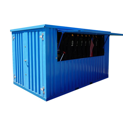Contenedor de bar desmontable XL de 4×2 m, azul RAL 5015