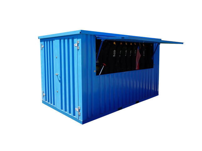 Contenedor de bar desmontable XL de 4×2 m, azul RAL 5015