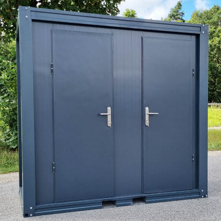 Contenedor sanitario SCD RAL 7016 gris antracita | 2335 mm de alto x 2400 mm de ancho x 1200 mm de profundidad | 2 puertas | 2 inodoros