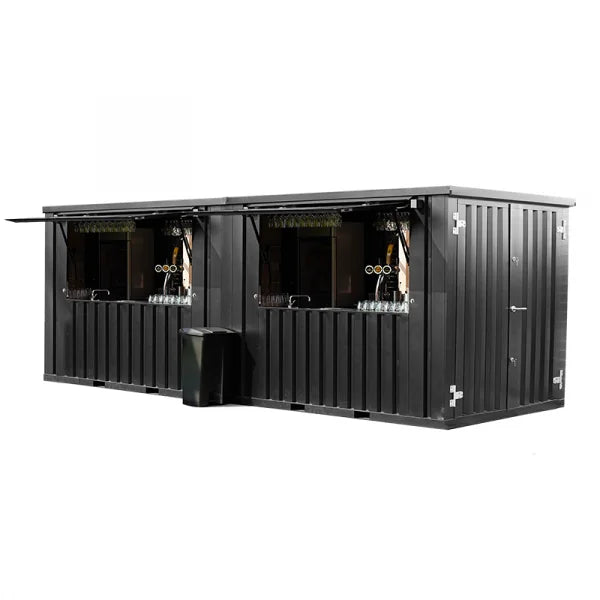 Contenedor de bar desmontable de 8×2 m, negro RAL 9005