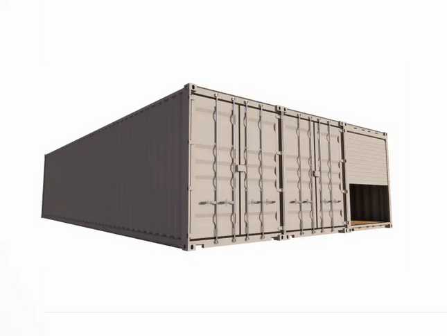 Espacio de almacenamiento de 85 m² construido con contenedores.