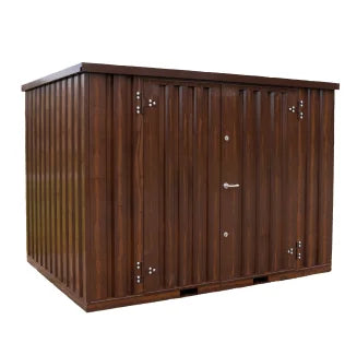 Contenedor con acabado efecto madera, 3 x 2 m – con doble puerta, lado largo