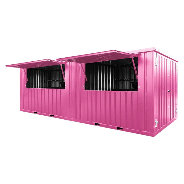 Contenedor de bar desmontable XL de 6×2 m, rosa RAL 3015