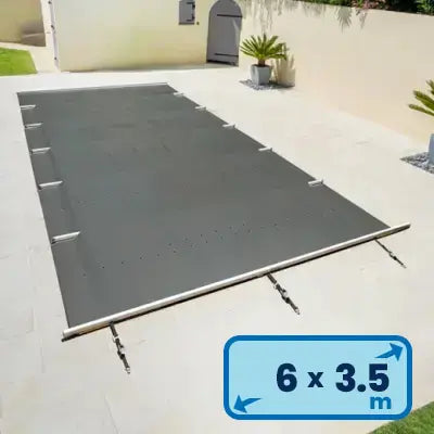 Cobertor para postes de aluminio de 6,5 x 4 m para piscinas de 6 x 3,5 m, estándar, gris antracita